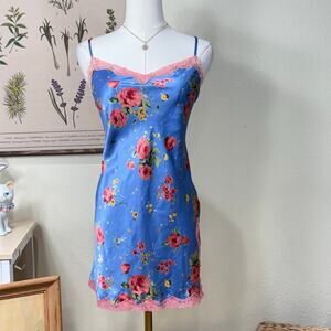 Vintage Y2k Victoria's Secret Floral Mini Slip Dress Garden Party Fairy Whimsy M